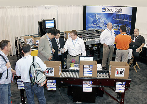 Cisco-Eagle Pack Expo booth with E24 power roller conveyor demonstration