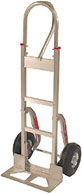 Aluminum hand truck with stair climber rails
