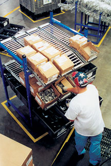 picking from flow rack at a lean manufacturing operation