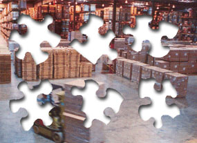 image of warehouse with puzzle piece shapes cut out