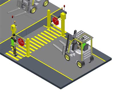 forklift safety gate - pedestrian crossing for warehouses
