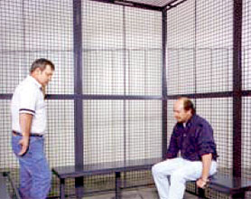 holding cell using wire partitions