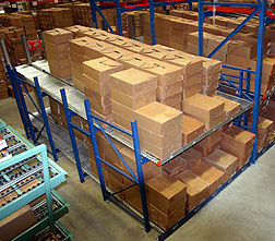 Cloumn flow gravity rack is perfect for lighter boxes in picking operations