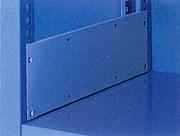 Shelf End Panels: Steel sheet panel provides side wall for shelf units. Painted to match housing and inserted without additional hardware.