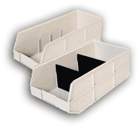 co-polymer polypropylene bins, sensitive electronic components, conductive containers, concentrated storage, Large, Heavy and Bulky items