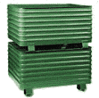 corrugated round corner containers, steel king, stackable metal containers