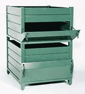 steel stackable containers, workingtainers, steel bins, steel king, hinge door steel containers