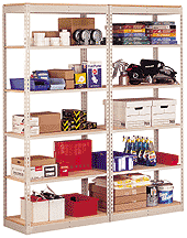 rivet shelving - rivet shelves, penco rivet rite shelving - racks - particle board shelves - single rivet