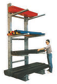 Man loading tall cantilever rack