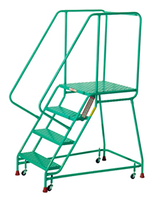 Welded Steel Mobile Ladder Stands with Handrails