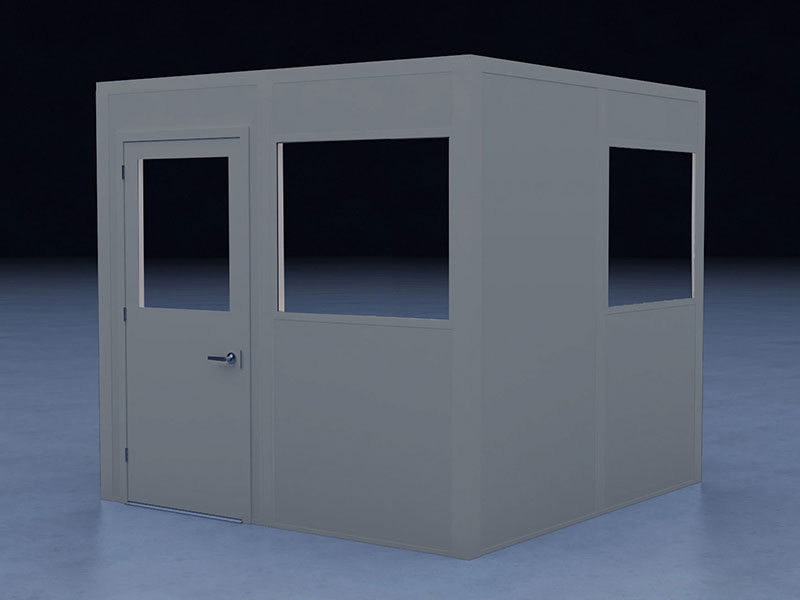 In-Plant Office - 8' x 8', 2 Walls, 2 Windows, Gray, with HVAC and Modular Wiring