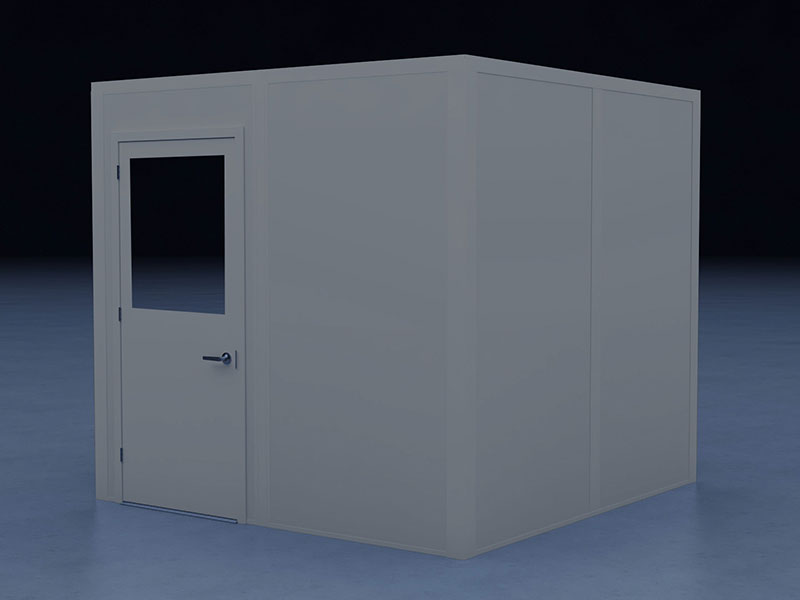 In-Plant Office - 8' x 8', 2 Walls, Gray, with HVAC and Modular Wiring