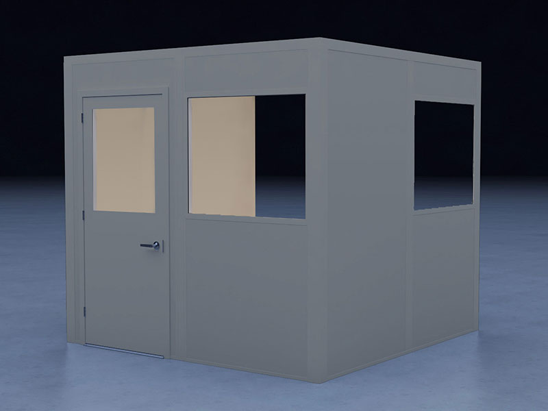 In-Plant Office - 8' x 8', 3 Walls, 2 Windows, Gray, with HVAC