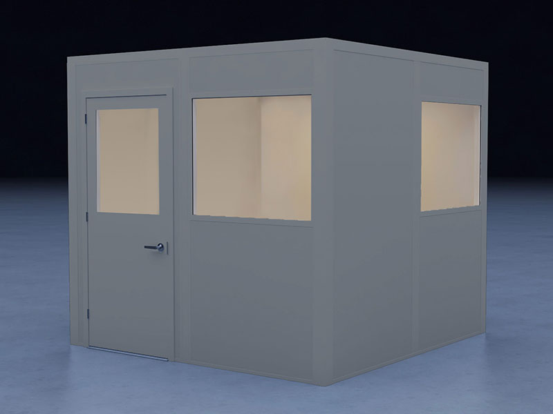 In-Plant Office - 8' x 8', 4 Walls, 2 Windows, Gray, with HVAC