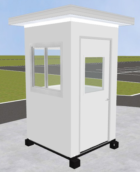 Pre-assembled Guard Booth with Through-Wall HVAC - White&#44; 4&#39; x 4&#39; x 8&#39; Interior Dimensions
