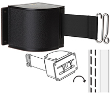 Quick-Attach Upright-Mounted Retractable Belt Barrier - Adjustable Clips&#44; 18&#39; Belt
