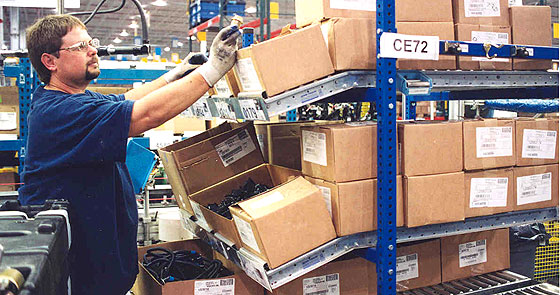 Picking from gravity flow rack