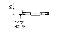 single arm showing half inch lip and one and a half inch incline