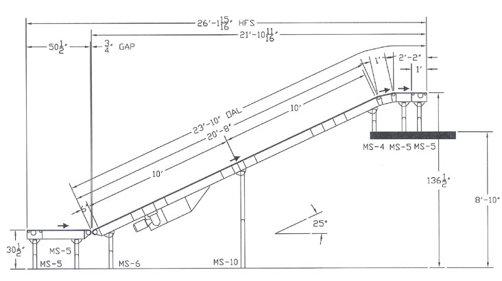 drawing of incline conveyor with dimensions