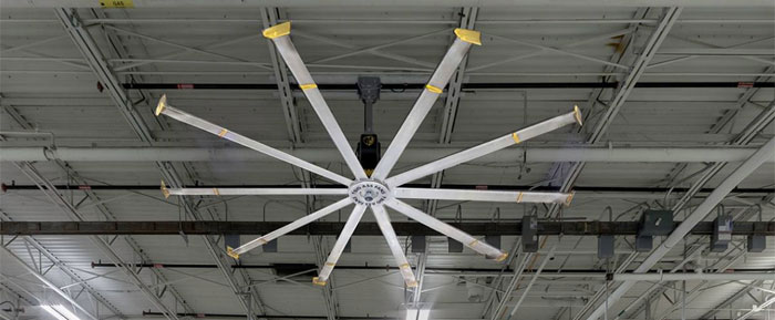 HVLS fan in a manufacturing facility