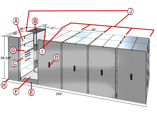 Mobile aisle shelving specifications drawing