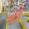 Pedestrian gates remain open while the sensors detect workers walking through. Once none are detected, the pedestrian gates will close allowing forklifts to continue through the aisle.