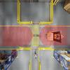 Pedestrian gates remain closed if the sensors detect the presence of a forklift in the aisle.