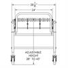 Technical drawing showing front view of conveyor and some dimensions