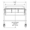 Technical drawing showing front view of conveyor and some dimensions