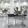 Specially configured for lab work, these workstations are on casters and have industry specific accessories