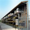 Cantilever rack in an outdoor lumber yard application