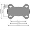 Top view drawing of caster with dimensions