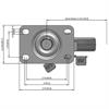 Top view drawing of caster with dimensions