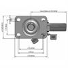 Top view drawing of caster with dimensions