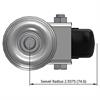 Top view drawing of caster with dimensions