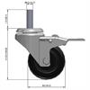 Side view drawing of caster with dimensions