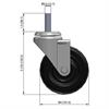 Side view drawing of caster with dimensions