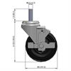 Side view drawing of caster with dimensions