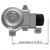 Top view drawing of caster with dimensions