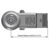 Top view drawing of caster with dimensions