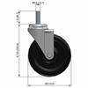 Side view drawing of caster with dimensions
