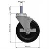 Side view drawing of caster with dimensions