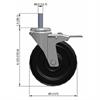 Side view drawing of caster with dimensions