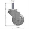 Side view drawing of caster with dimensions