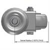 Top view drawing of caster with dimensions