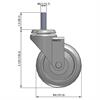 Side view drawing of caster with dimensions
