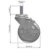 Side view drawing of caster with dimensions