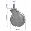 Side view drawing of caster with dimensions