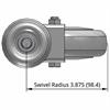 Top view drawing of caster with dimensions