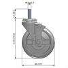 Side view drawing of caster with dimensions